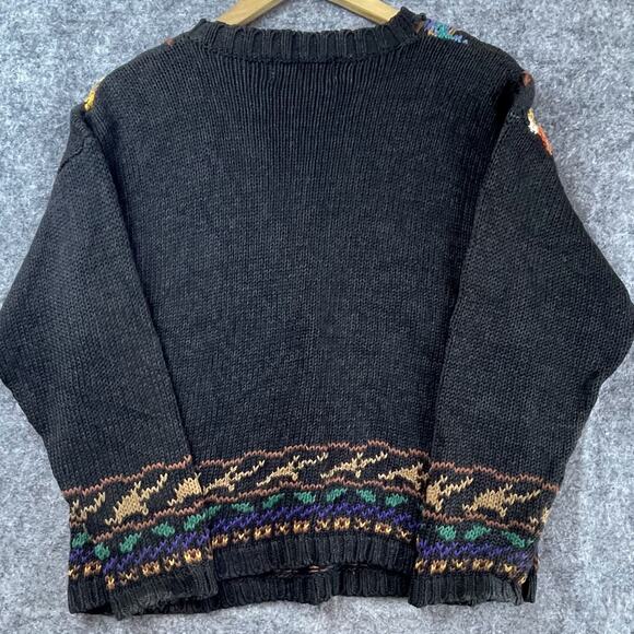 Vintage Reference Point Sweater Womens Large Black Autumnal 80s Granny Cottage - Picture 2 of 6